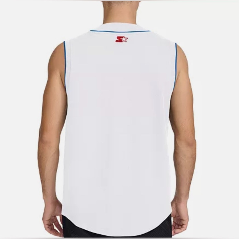 Starter Men's Logo Embroidered Sleeveless Button-Down Baseball Jersey White- NWT - Picture 4 of 5